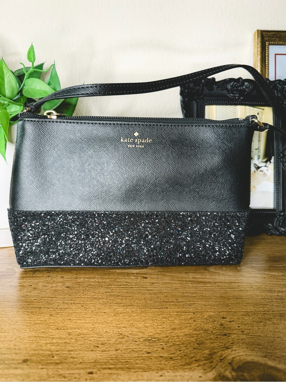 Kate Spade Black Glitter Crossbody Bag